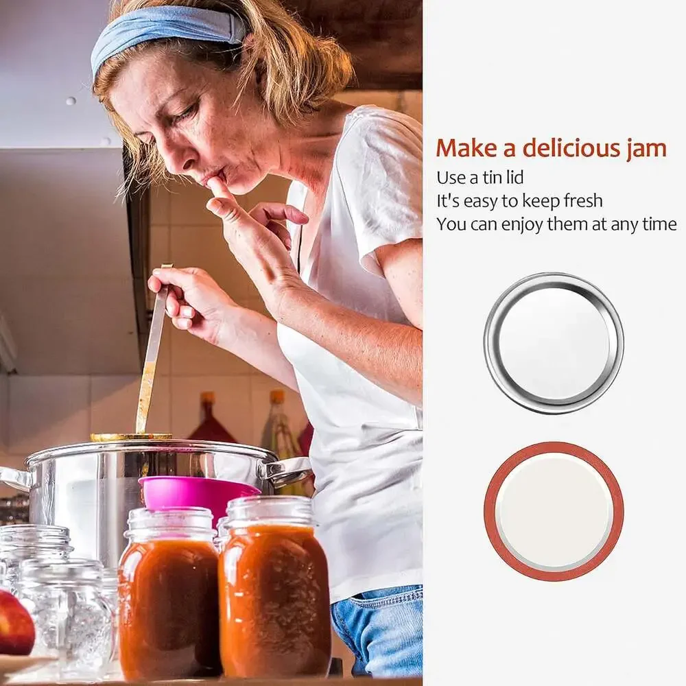 Canning Lids 130PCS Wide Mouth 86MM Anti-Rust Airtight Leak Proof Silver Jar